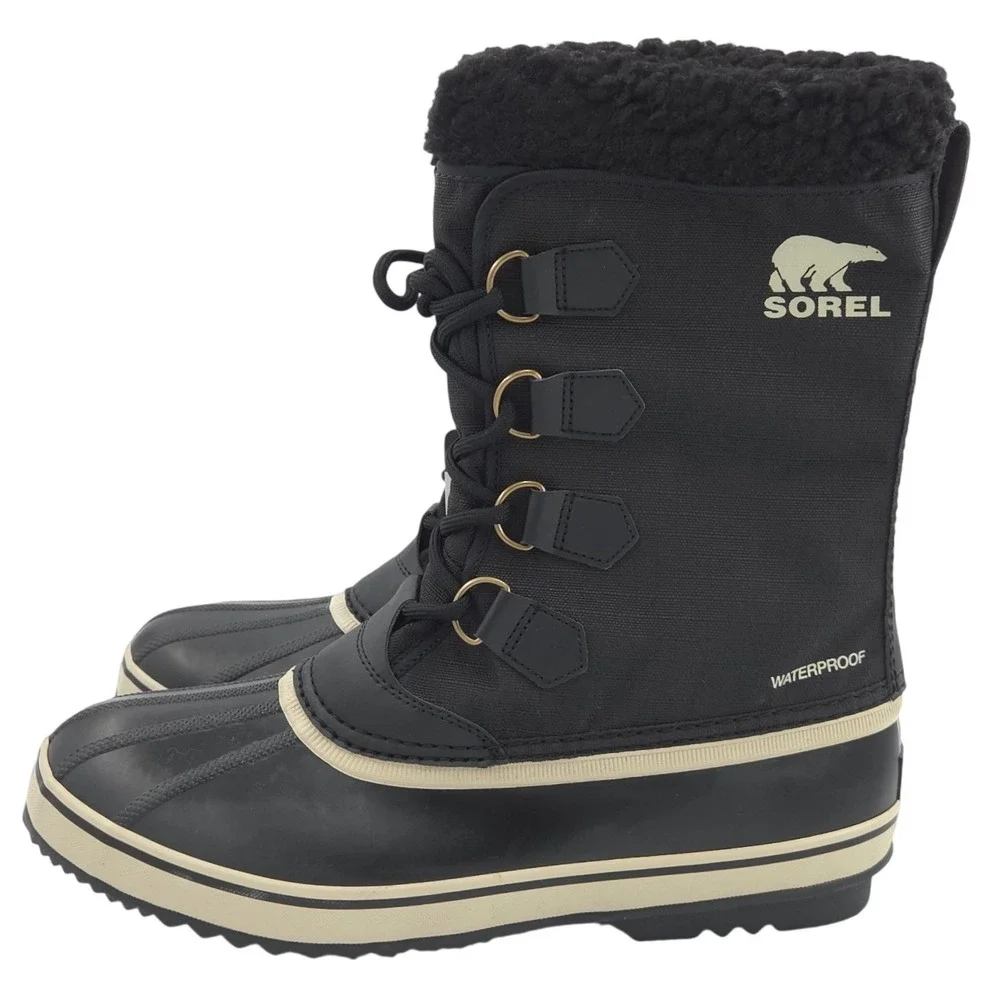Sorel 1964 Pac Nylon Winter Snow Boots Mens 12 Black Waterproof Insulated NEW